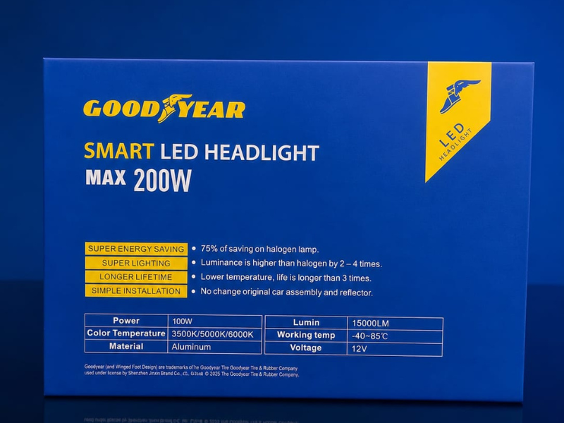 Goodyear  Smart AI High Power Dual Color Head Light Led  App Controlled 160Watt