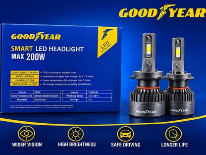 Goodyear  Smart AI High Power Dual Color Head Light Led  App Controlled 160Watt