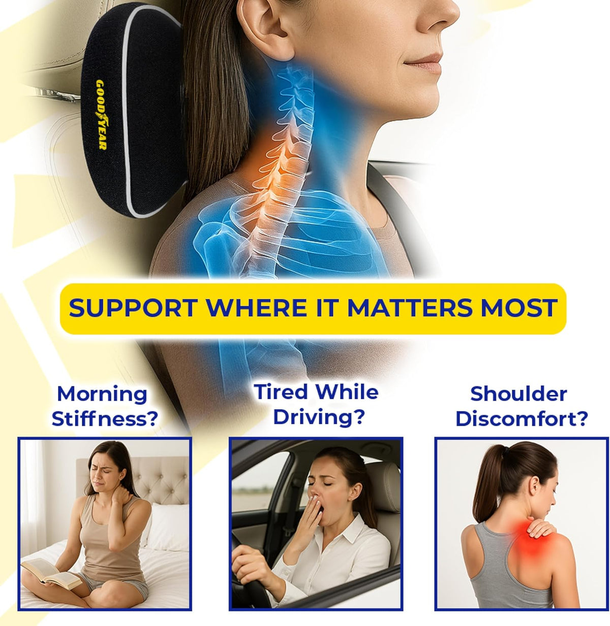 Goodyear® Headrest Neck Support Cushion & Seat Cushion
