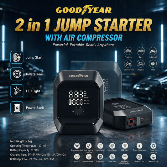 Goodyear Digital 2in1 Jump Starter With Air Compressor